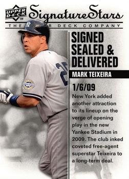 2009 Upper Deck Signature Stars - Signed Sealed and Delivered #SSD-2 Mark Teixeira Front