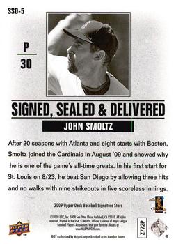 2009 Upper Deck Signature Stars - Signed Sealed and Delivered #SSD-5 John Smoltz Back