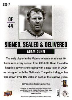 2009 Upper Deck Signature Stars - Signed Sealed and Delivered #SSD-7 Adam Dunn Back