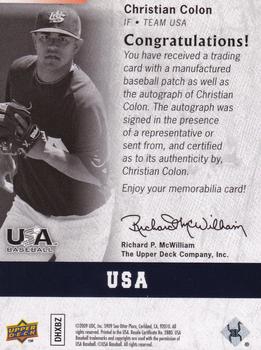 2009 Upper Deck Signature Stars - USA By the Letter Autographs #BTLU-CC Christian Colon Back