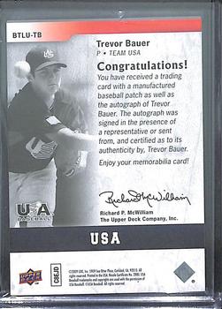 2009 Upper Deck Signature Stars - USA By the Letter Autographs #BTLU-TBa Trevor Bauer Back