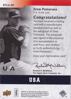 2009 Upper Deck Signature Stars - USA By the Letter Autographs #BTLU-DP Drew Pomeranz Back