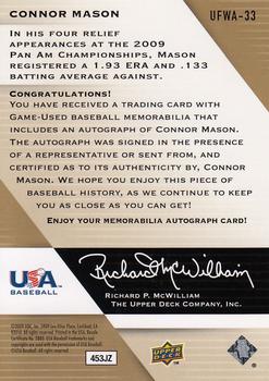 2009 Upper Deck Signature Stars - USA National Team Future Watch Jersey Autographs #UFWA-33 Connor Mason Back