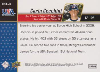 2009 Upper Deck Signature Stars - USA Star Prospects #USA-3 Garin Cecchini Back