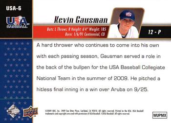 2009 Upper Deck Signature Stars - USA Star Prospects #USA-6 Kevin Gausman Back