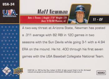 2009 Upper Deck Signature Stars - USA Star Prospects #USA-34 Matt Newman Back
