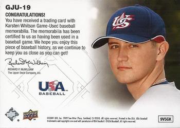 2009 Upper Deck Signature Stars - USA Star Prospects Jerseys #GJU-19 Karsten Whitson Back