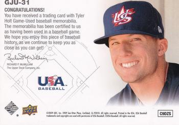 2009 Upper Deck Signature Stars - USA Star Prospects Jerseys #GJU-31 Tyler Holt Back