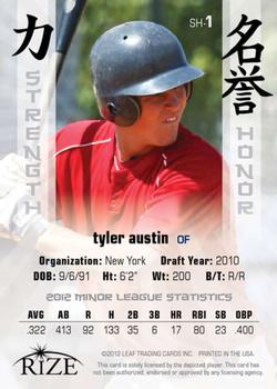 2012 Leaf Rize Draft - Strength and Honor Blue #SH-1 Tyler Austin Back