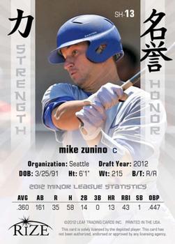 2012 Leaf Rize Draft - Strength and Honor Blue #SH-13 Mike Zunino Back