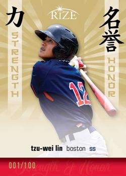 2012 Leaf Rize Draft - Strength and Honor Gold #SH-9 Tzu-Wei Lin Front