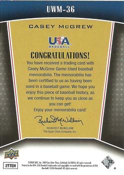 2009 Upper Deck Signature Stars - USA Winning Materials #UWM-36 Casey McGrew Back