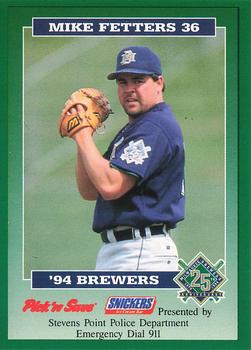 1994 Milwaukee Brewers Police - Stevens Point Police Department #NNO Mike Fetters Front