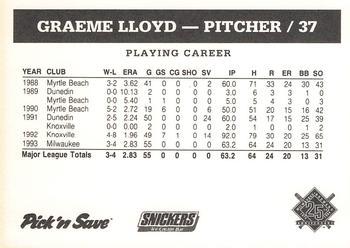 1994 Milwaukee Brewers Police - Stevens Point Police Department #NNO Graeme Lloyd Back