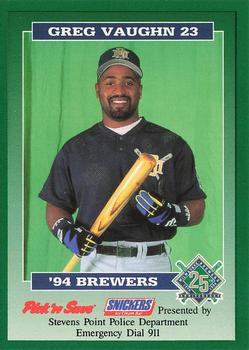 1994 Milwaukee Brewers Police - Stevens Point Police Department #NNO Greg Vaughn Front