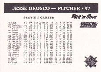 1994 Milwaukee Brewers Police - Waukesha Police Department #NNO Jesse Orosco Back