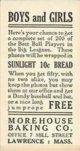 1916 Morehouse Baking (D352) #37 Joe Connolly Back