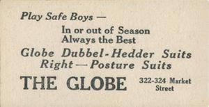 1916 Globe Clothing (H801-9) #151 Babe Ruth Back