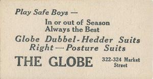 1916 Globe Clothing (H801-9) #150 Reb Russell Back