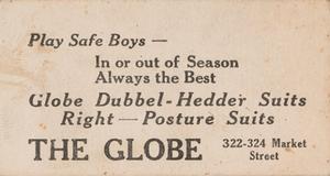 1916 Globe Clothing (H801-9) #38 Ty Cobb Back