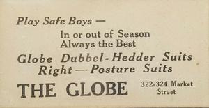 1916 Globe Clothing (H801-9) #94 Bennie Kauff Back