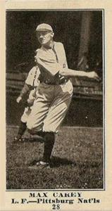 1916 Globe Clothing (H801-9) #28 Max Carey Front
