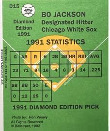 1991 Ballstreet Diamond Edition - Oversized #D15 Bo Jackson Back