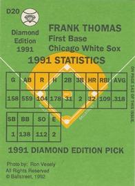 1991 Ballstreet Diamond Edition - Oversized #D20 Frank Thomas Back