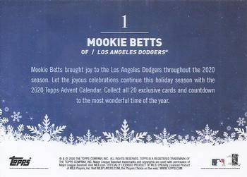 2020 Topps MLB Advent #1 Mookie Betts Back