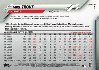 2020 Topps - 582 Montgomery #1 Mike Trout Back