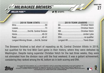 2020 Topps - 582 Montgomery #27 Milwaukee Brewers Back