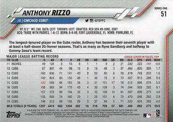 2020 Topps - 582 Montgomery #51 Anthony Rizzo Back