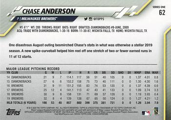 2020 Topps - 582 Montgomery #62 Chase Anderson Back