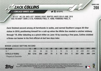 2020 Topps - 582 Montgomery #208 Zack Collins Back