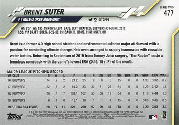 2020 Topps - 582 Montgomery #477 Brent Suter Back