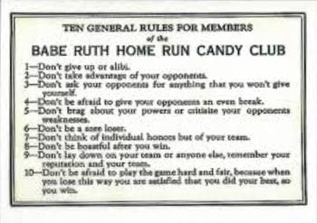1928 Home Run Candy Membership #NNO Babe Ruth Back