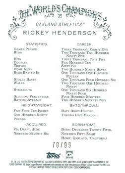 2020 Topps Allen & Ginter Chrome - Green #35 Rickey Henderson Back