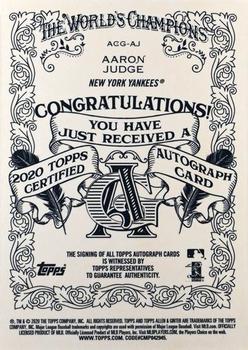2020 Topps Allen & Ginter Chrome - Autographs Orange #ACG-AJ Aaron Judge Back