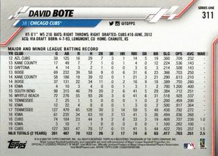 2020 Topps On-Demand Set 23: Topps Mini #311 David Bote Back