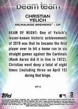 2020 Stadium Club Chrome - Beam Team #BT-4 Christian Yelich Back