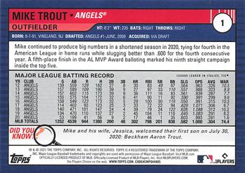 2021 Topps Big League #1 Mike Trout Back