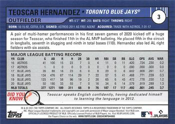 2021 Topps Big League #3 Teoscar Hernandez Back