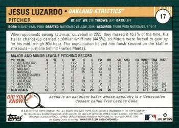 2021 Topps Big League #17 Jesus Luzardo Back