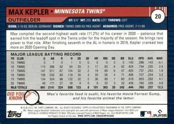 2021 Topps Big League #20 Max Kepler Back