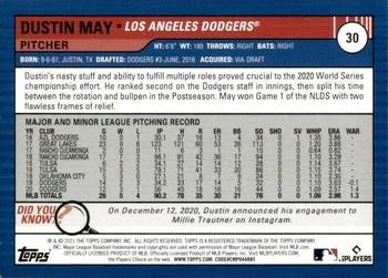 2021 Topps Big League #30 Dustin May Back