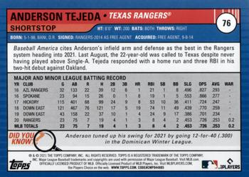 2021 Topps Big League #76 Anderson Tejeda Back