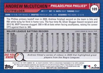 2021 Topps Big League #109 Andrew McCutchen Back