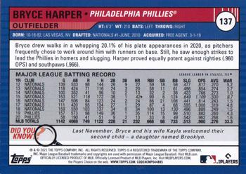 2021 Topps Big League #137 Bryce Harper Back