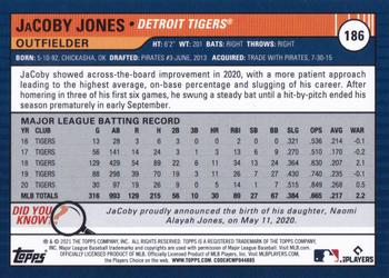 2021 Topps Big League #186 JaCoby Jones Back