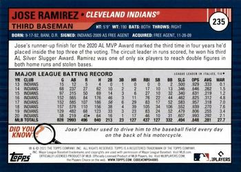 2021 Topps Big League #235 Jose Ramirez Back